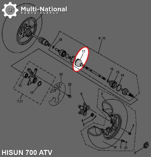 Axle Dust Cover - Outer Cover, ATV/UTV, Hisun, 400-800cc