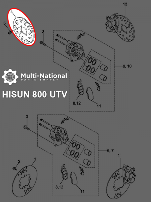 Brake Rotor - 4 Bolt 182mm 85mm Brake Disc, 400-800cc, Hisun