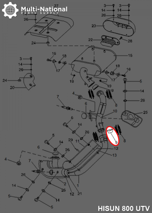 Muffler Sealing Boot - Hisun, 400-800cc, ATV/UTV