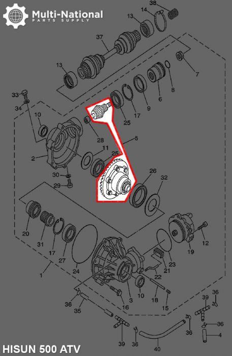 Front Differential Gears - ATV/UTV, Hisun, 400-700cc