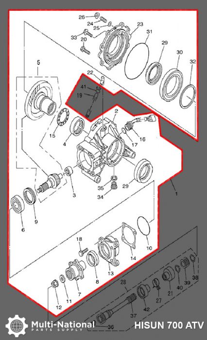 Speed Reducer Assembly - Rear, ATV/UTV, Hisun, 400-700cc
