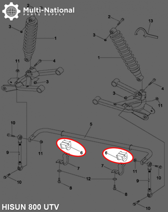 Bushing - Rubber, U Type, 400cc, 800cc, UTV, Hisun