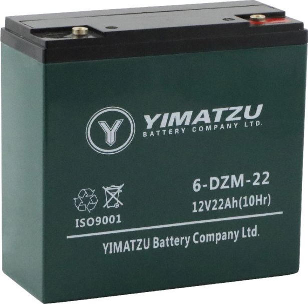 Battery - EV12220 / 6-DCM-22 / 6-DZM-22 / 6-FM-22, AGM, 12V 22Ah, Yimatzu, Threaded Terminals