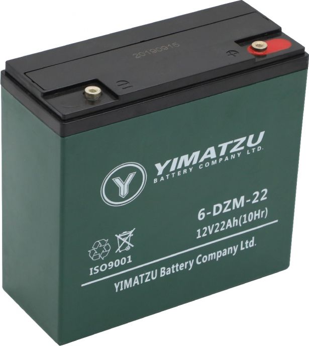 Battery - EV12220 / 6-DCM-22 / 6-DZM-22 / 6-FM-22, AGM, 12V 22Ah, Yimatzu, Threaded Terminals