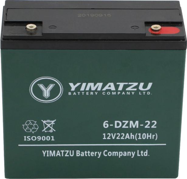 Battery - EV12220 / 6-DCM-22 / 6-DZM-22 / 6-FM-22, AGM, 12V 22Ah, Yimatzu, Threaded Terminals