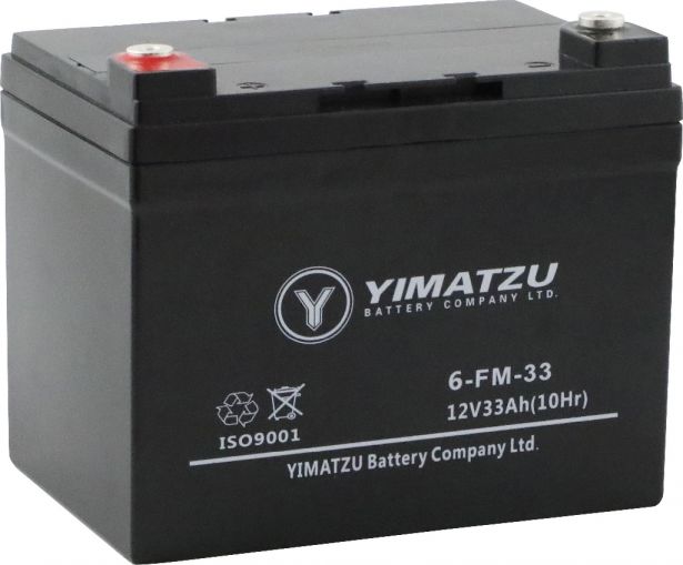 Battery - EV12330 / 6-DCM-33 / 6-DZM-33 / 6-FM-33, AGM, 12V 35Ah, Yimatzu, Threaded Terminals