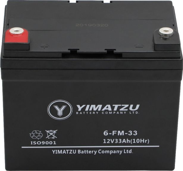 Battery - EV12330 / 6-DCM-33 / 6-DZM-33 / 6-FM-33, AGM, 12V 35Ah, Yimatzu, Threaded Terminals