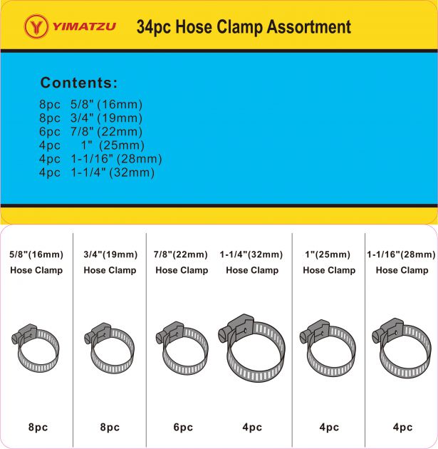 Gear Clamp Kit - Hose Clamp Assortment (34pcs)