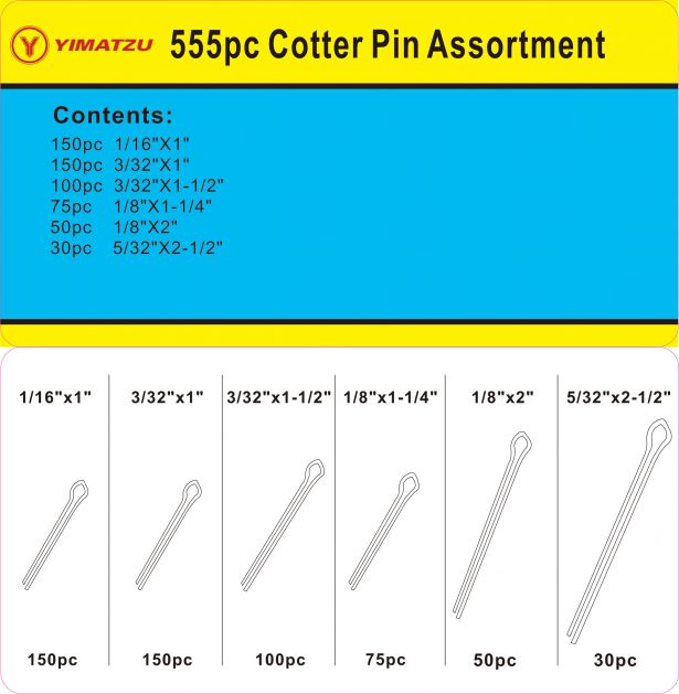 Cotter Pin Kit - Cotter Pin Assortment (555pcs)