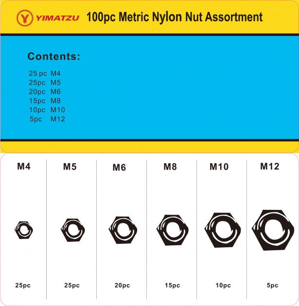 Locknut Kit - Metric Nylon Lock Nut Assortment (100pcs)