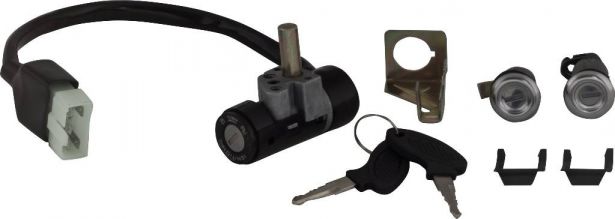 Ignition Key Switch - 5 pin Male, Metal, Steering Lock, Scooter