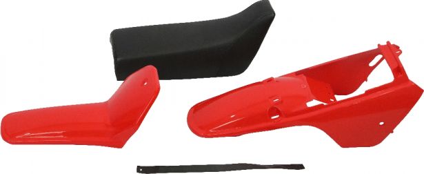 Plastic Set - Body & Seat, Yamaha PW80, Dirt Bike, Red, 3pc