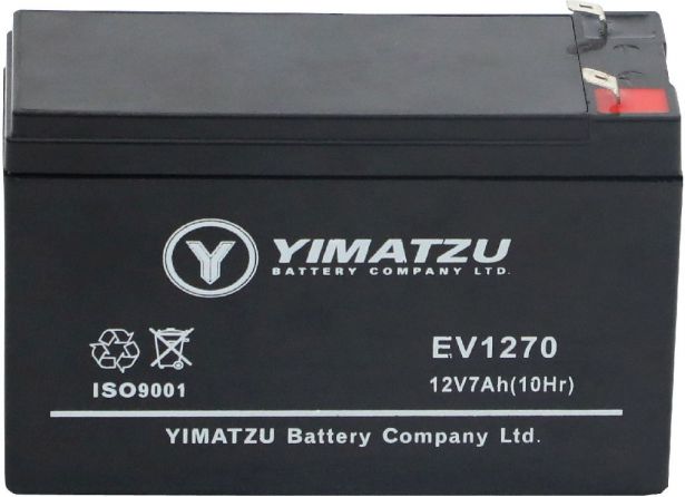 Battery - EV1207, 12V 8.0AH (20hr), Yimatzu T2 Terminals