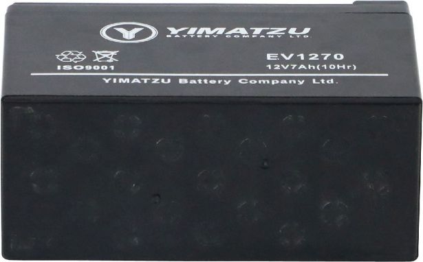 Battery - EV1207, 12V 8.0AH (20hr), Yimatzu T2 Terminals