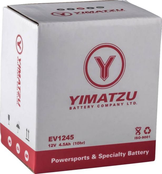 Battery - EV1245, 12V 4.5AH, Yimatzu, T2 Terminals