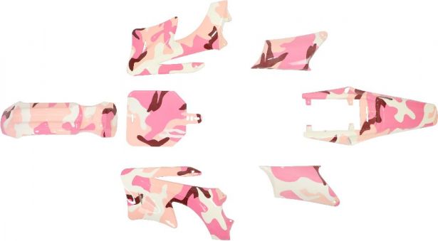 Plastic Set - 50cc to 150cc, Dirt Bike, Pink Camo (7pcs)