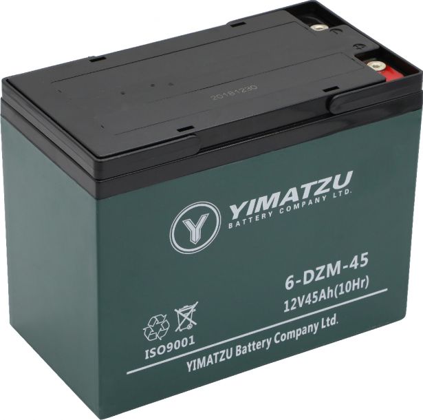 Battery - EV12450 / 6-DCM-45 / 6-DZM-45 / 6-FM-45, Version 1, AGM, 12V 48Ah, Yimatzu, Threaded Terminals