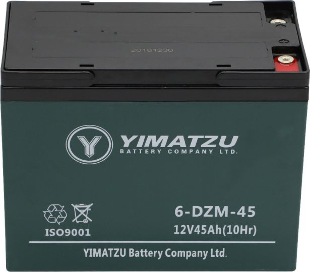 Battery - EV12450 / 6-DCM-45 / 6-DZM-45 / 6-FM-45, Version 1, AGM, 12V 45Ah, Yimatzu, Threaded Terminals