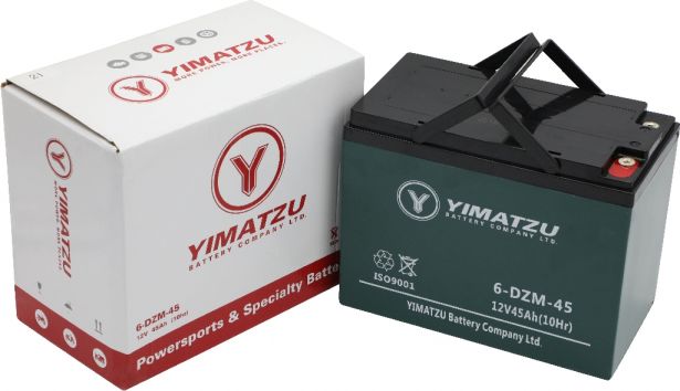 Battery - EV12450 / 6-DCM-45 / 6-DZM-45 / 6-FM-45, Version 1, AGM, 12V 48Ah, Yimatzu, Threaded Terminals