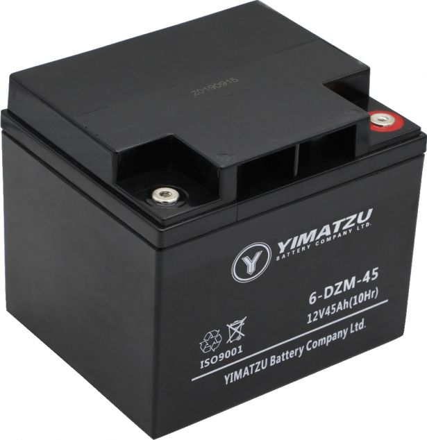 Battery - EV12450 / 6-DCM-45 / 6-DZM-45 / 6-FM-45, Version 2, AGM, 12V 48Ah, Yimatzu, Threaded Terminals
