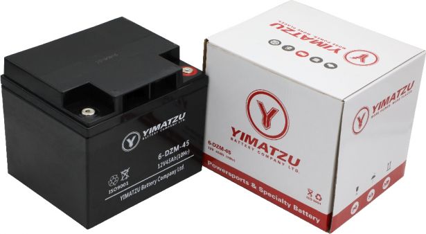 Battery - EV12450 / 6-DCM-45 / 6-DZM-45 / 6-FM-45, Version 2, AGM, 12V 48Ah, Yimatzu, Threaded Terminals