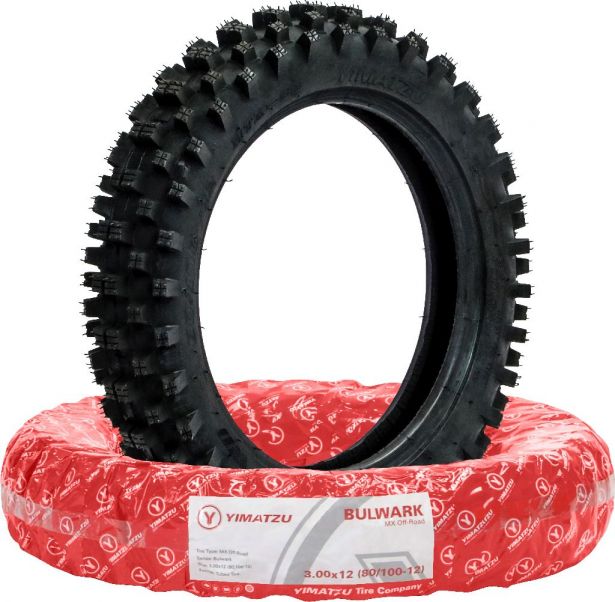 Tire - Yimatzu Bulwark 80/100-12 (3.00-12), 12 Inch, Dirt Bike/MX