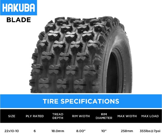 Tire - Hakuba Blade Offroad, 22x10-10, 6 Ply, ATV / UTV