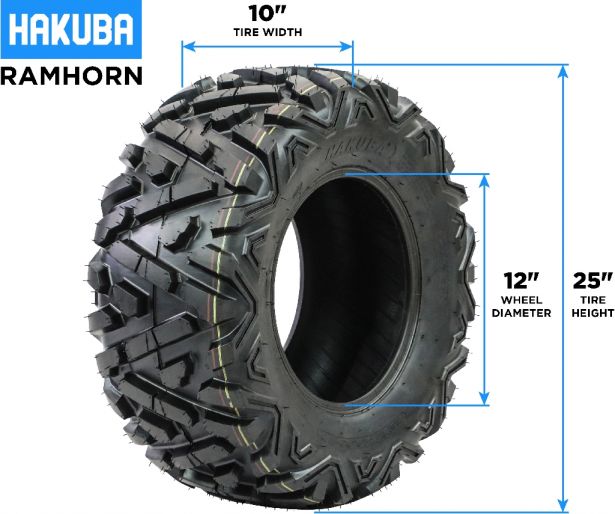 Tire - Hakuba Ramhorn Offroad, 25x10-12, 6 Ply, Bighorn Style, ATV / UTV
