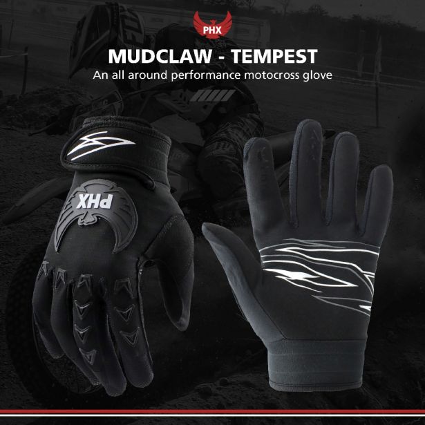 PHX Mudclaw Gloves - Tempest, Black, Adult, Medium