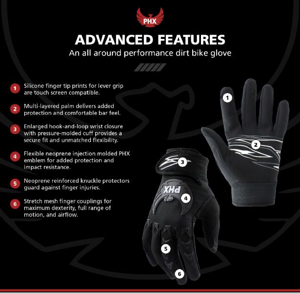 PHX Mudclaw Gloves - Tempest, Black, Adult, Large