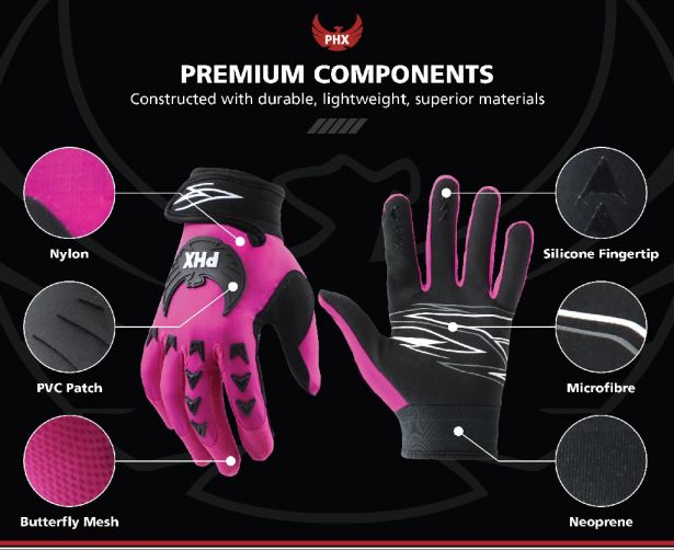 PHX Mudclaw Gloves - Tempest, Pink, Adult, Small