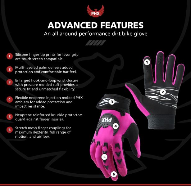 PHX Mudclaw Gloves - Tempest, Pink, Adult, Small