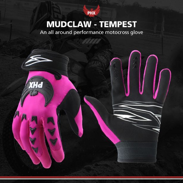 PHX Mudclaw Gloves - Tempest, Pink, Adult, Large