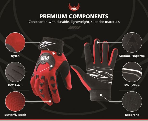 PHX Mudclaw Gloves - Tempest, Red, Adult, Small