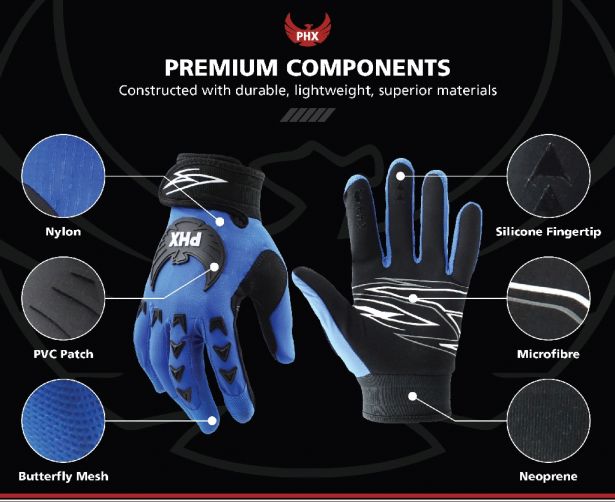 PHX Mudclaw Gloves - Tempest, Blue, Adult, Small