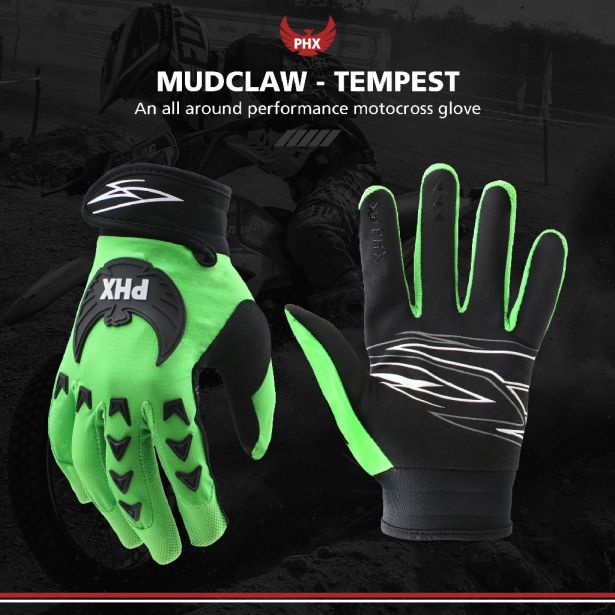 PHX Mudclaw Gloves - Tempest, Green, Adult, Small