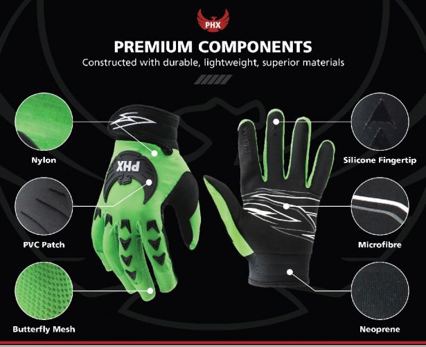 PHX Mudclaw Gloves - Tempest, Green, Adult, Medium