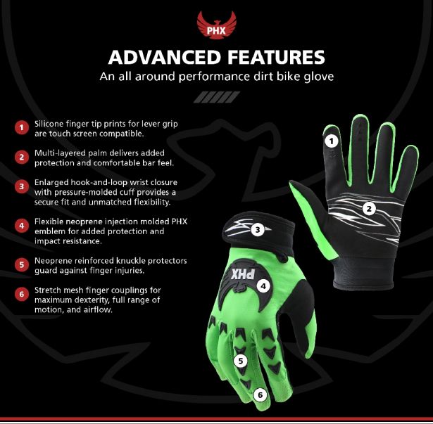 PHX Mudclaw Gloves - Tempest, Green, Youth, Small
