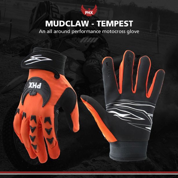 PHX Mudclaw Gloves - Tempest, Orange, Youth, Large