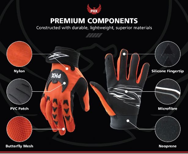 PHX Mudclaw Gloves - Tempest, Orange, Adult, Large
