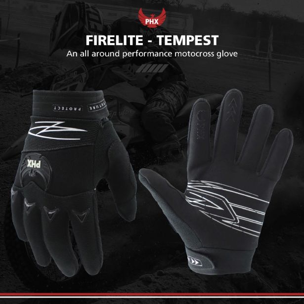 PHX Firelite Gloves - Tempest, Black, Youth, Small