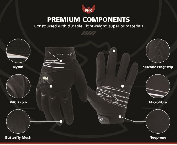 PHX Firelite Gloves - Tempest, Black, Youth, Large