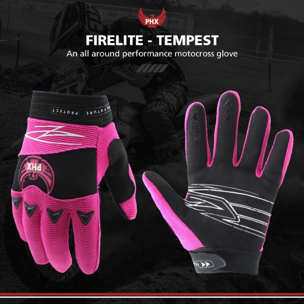 PHX Firelite Gloves - Tempest, Pink, Youth, Large