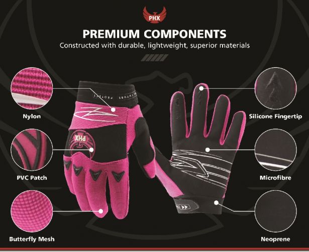 PHX Firelite Gloves - Tempest, Pink, Youth, Large