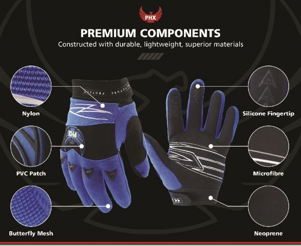 PHX Firelite Gloves - Tempest, Blue, Youth, Small