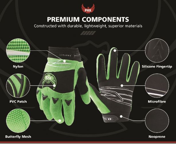 PHX Firelite Gloves - Tempest, Green, Youth, Medium