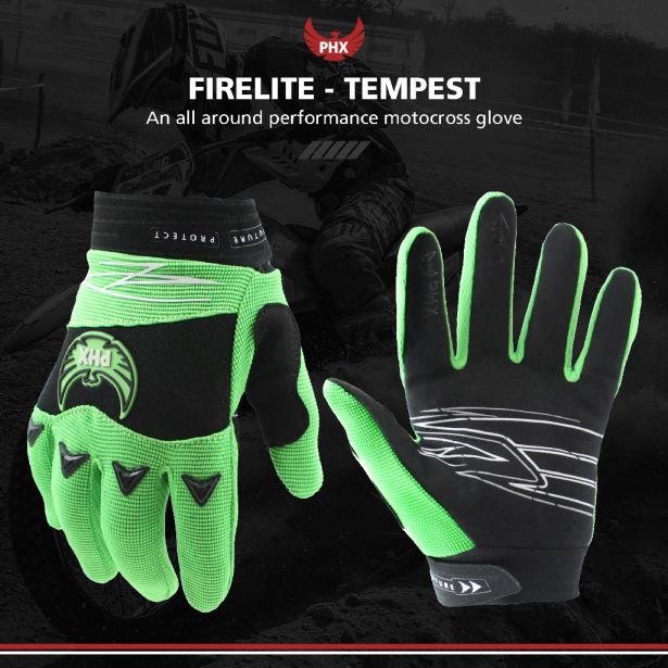 PHX Firelite Gloves - Tempest, Green, Youth, Small