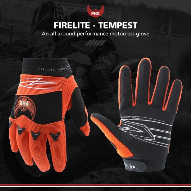PHX Firelite Gloves - Tempest, Orange, Youth, Small