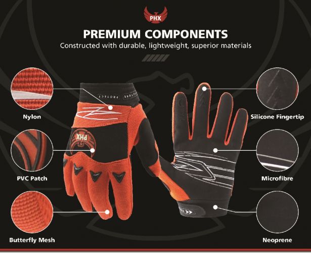PHX Firelite Gloves - Tempest, Orange, Youth, Small