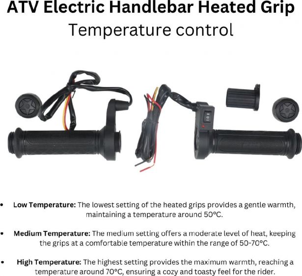 Heated Grips - Universal 22mm/27mm, 3-Stage, Dual Cable Twist Throttle